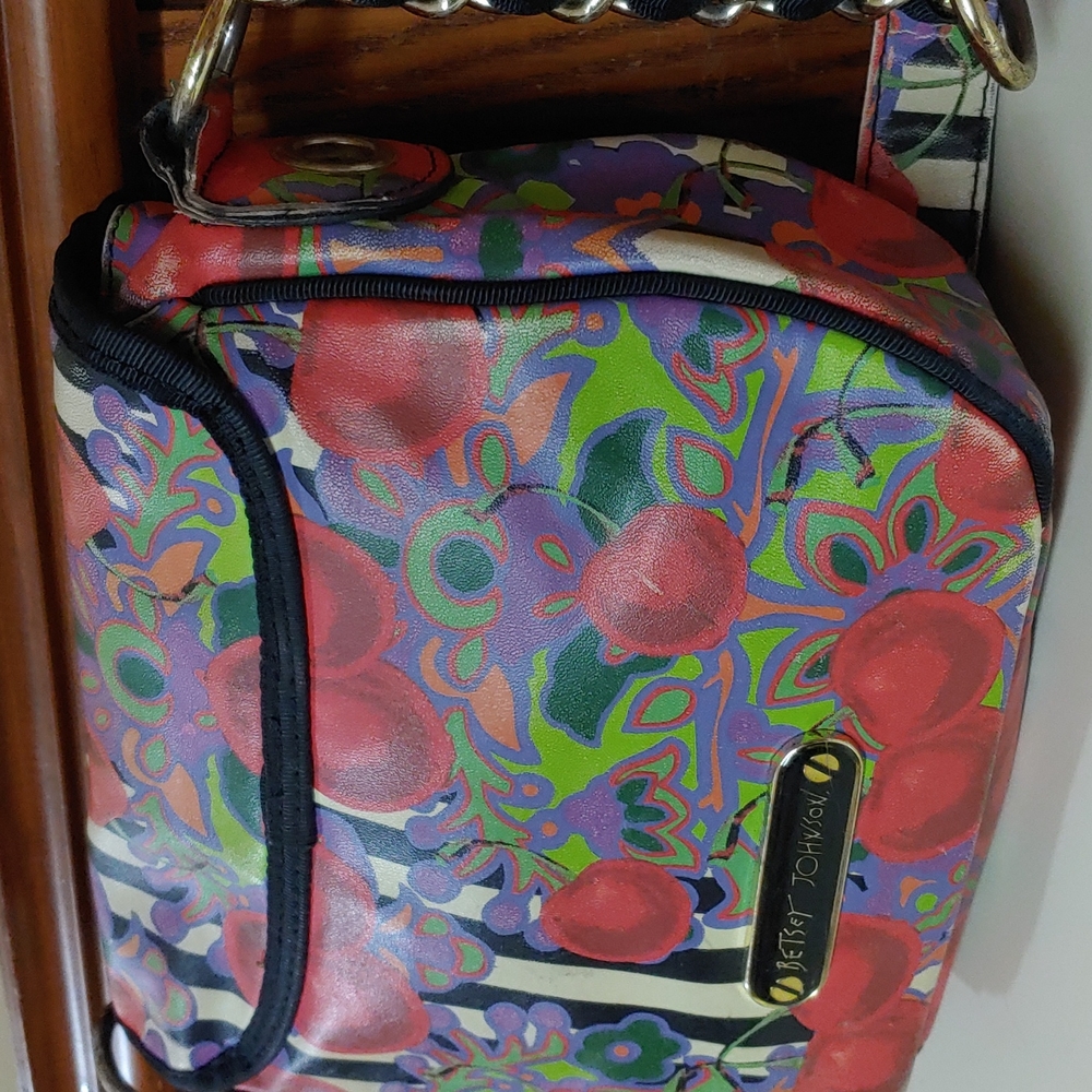 Betsey Johnson Cherries and Stripes  Crossbody Saddle Bag - Picture 8 of 17